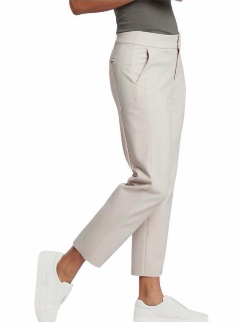 Athleta Cropped Straight-Leg Pants in Light Beige
